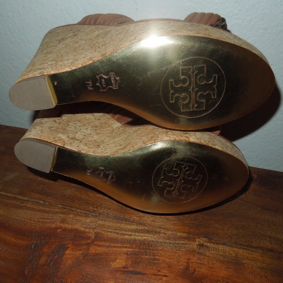 Tory Burch Beaded Cork Wedge Sandals 7 - Picture 7 of 7